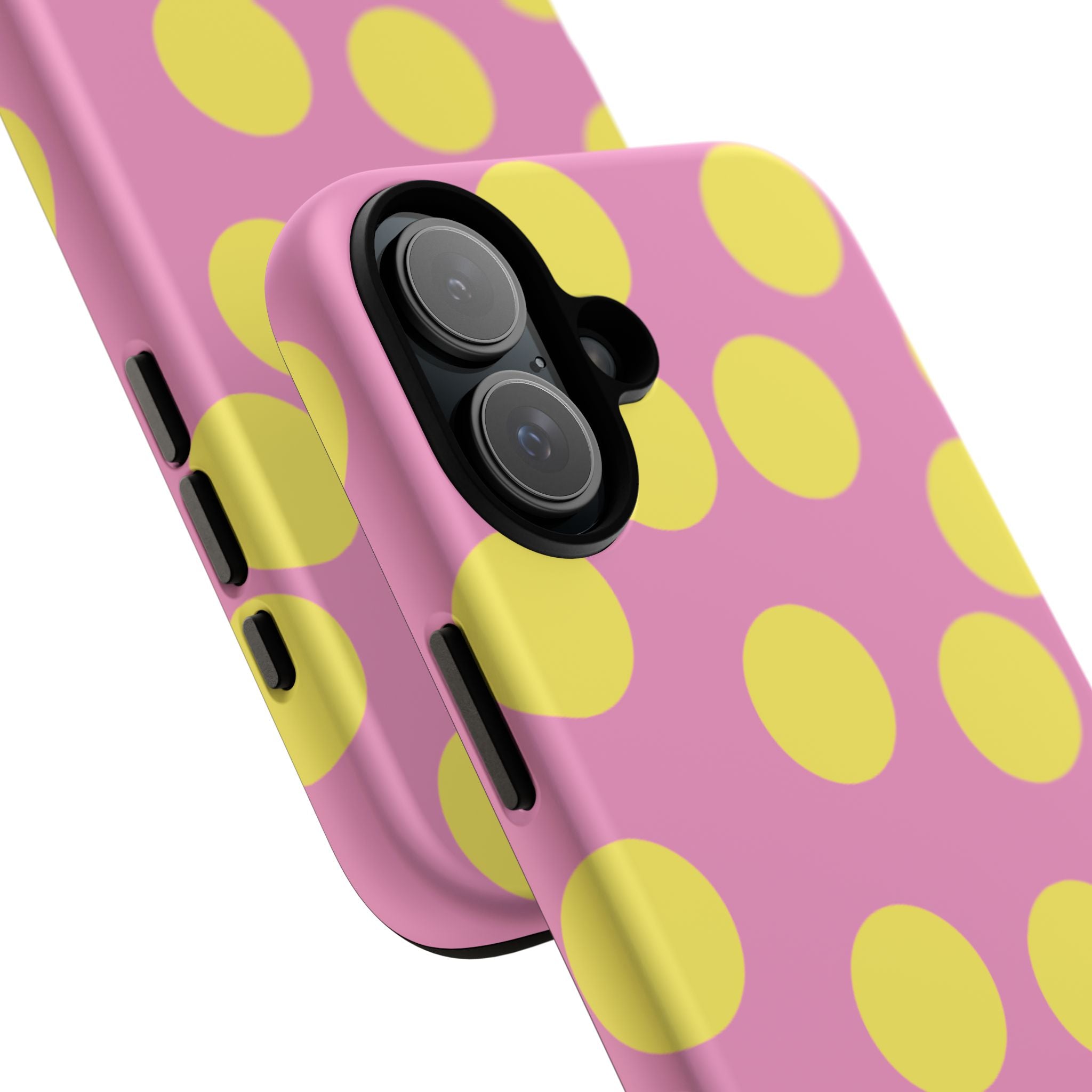 Yellow Polka Dot Tough Phone Case — Cute Pink Protective Cover