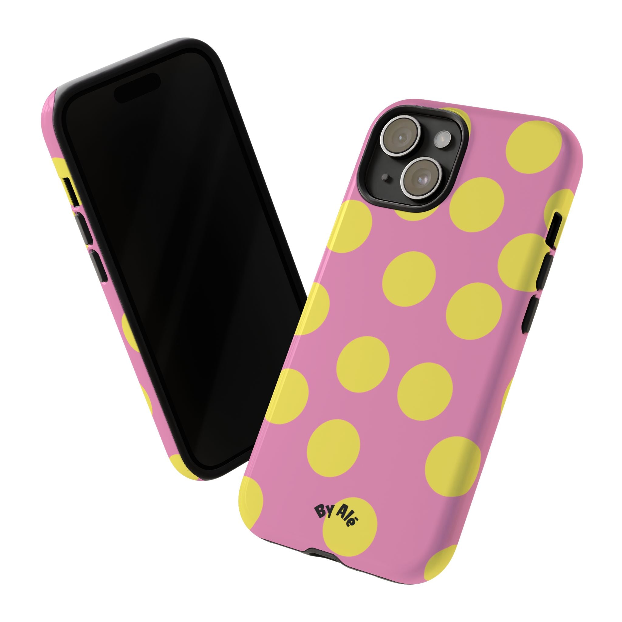 Yellow Polka Dot Tough Phone Case — Cute Pink Protective Cover