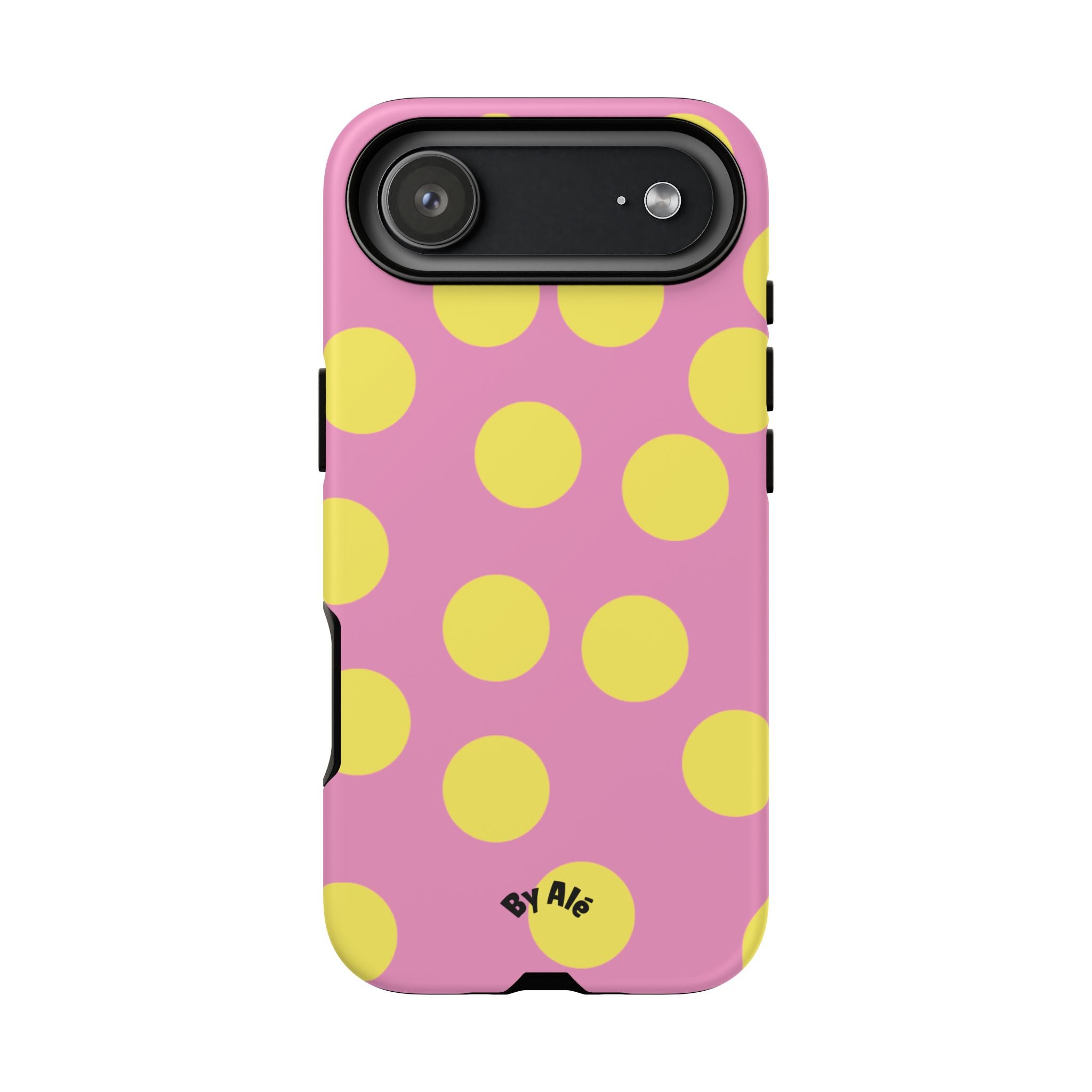 Yellow Polka Dot Tough Phone Case — Cute Pink Protective Cover