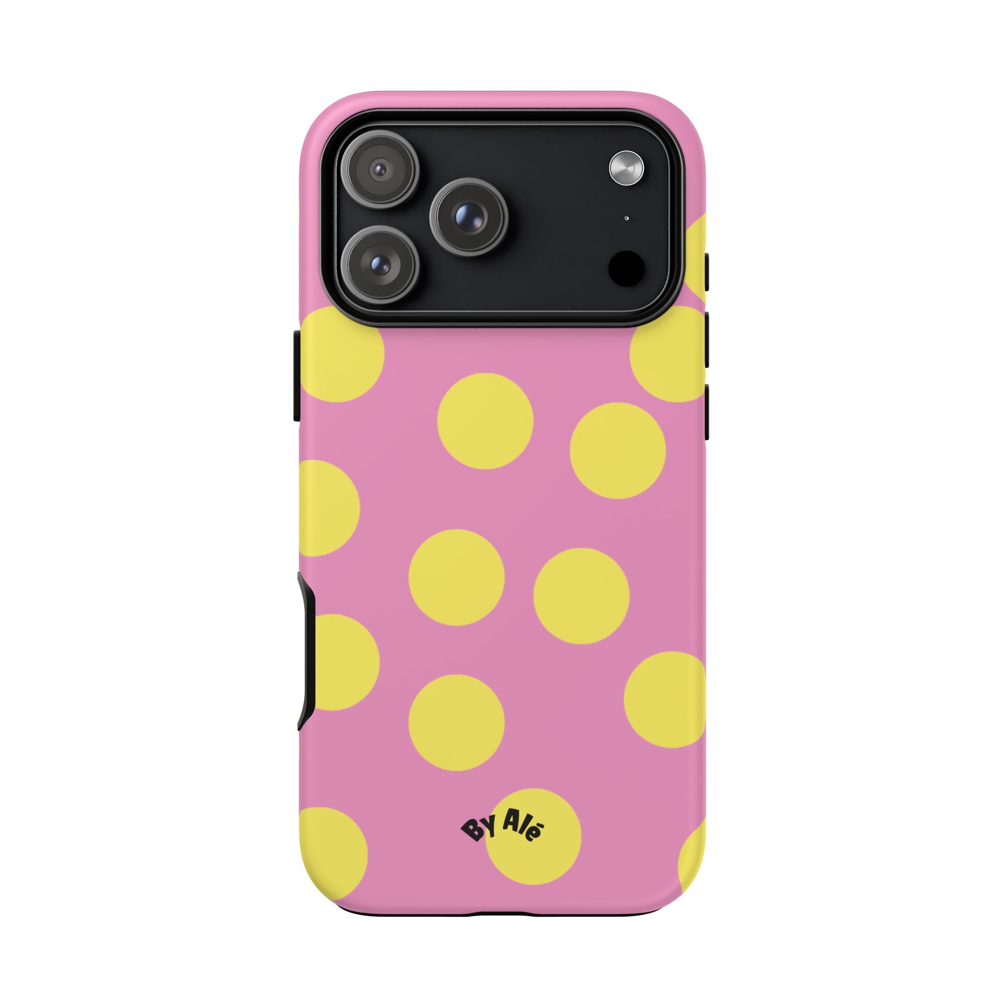 Yellow Polka Dot Tough Phone Case — Cute Pink Protective Cover