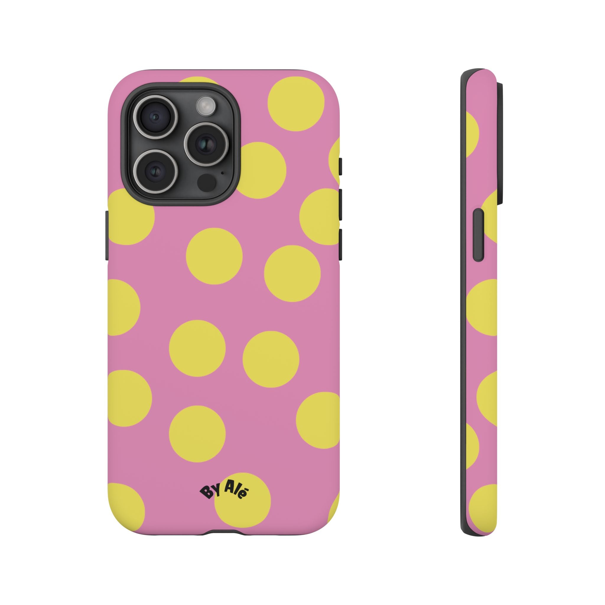 Yellow Polka Dot Tough Phone Case — Cute Pink Protective Cover