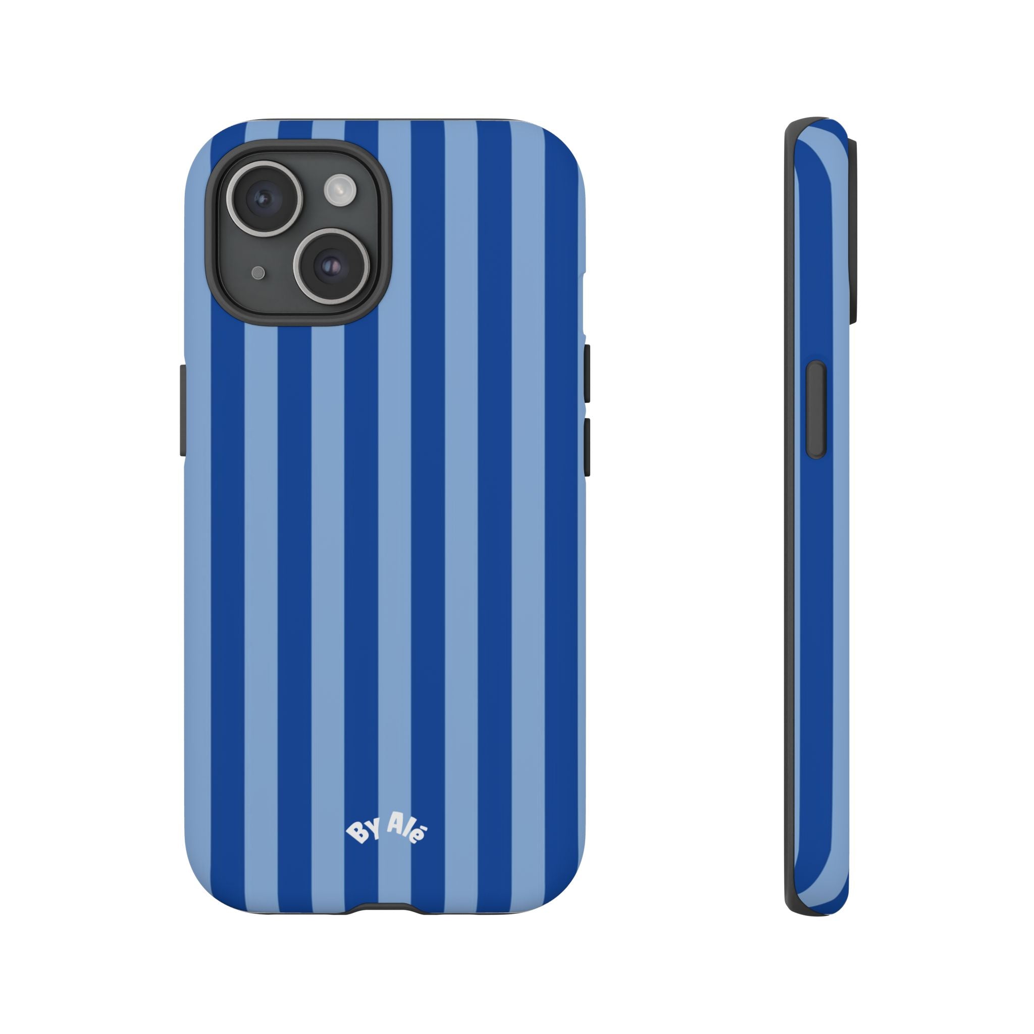 Blue Striped Tough Phone Case — Durable Protective iPhone Cover