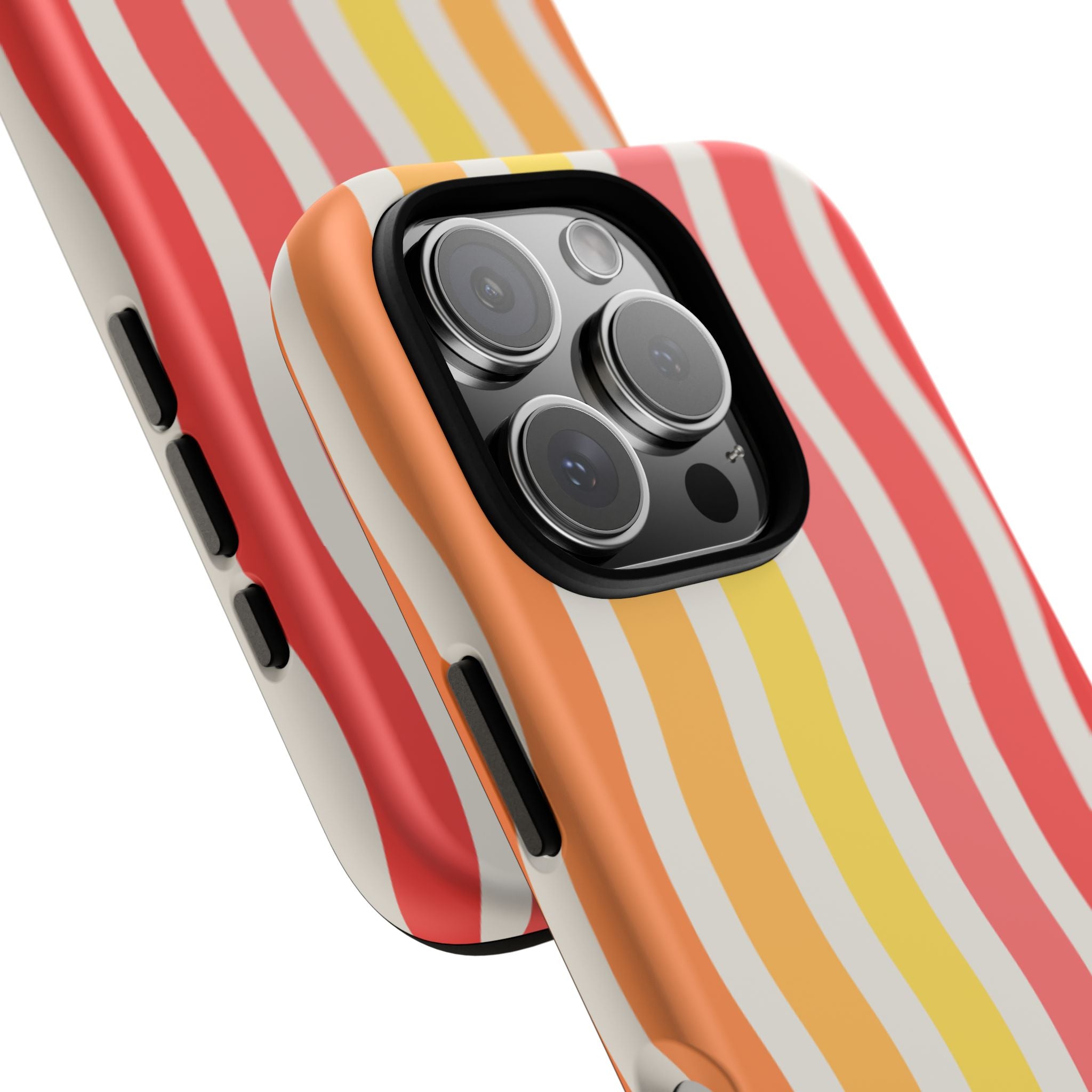 Retro Wavy Stripe Tough Phone Case — Red, Orange & Yellow Groove Design