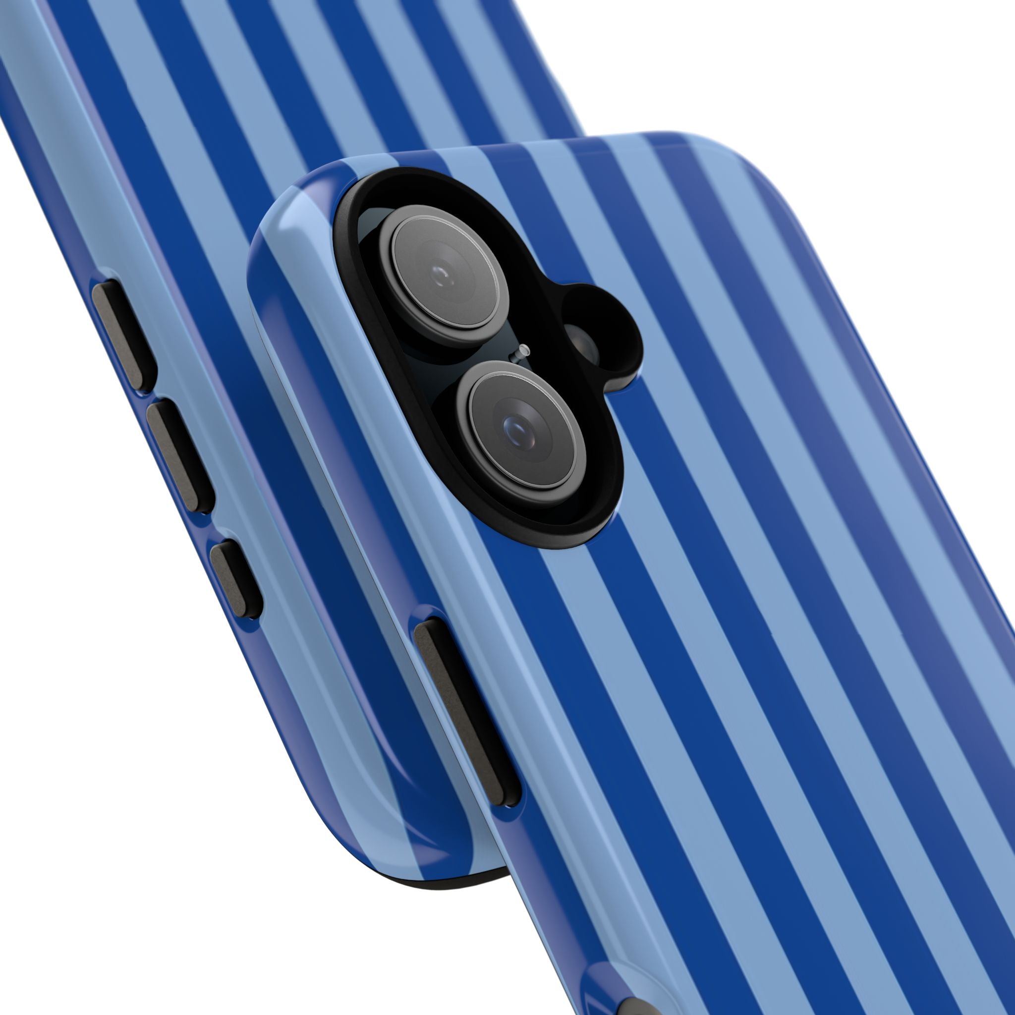 Blue Striped Tough Phone Case — Durable Protective iPhone Cover
