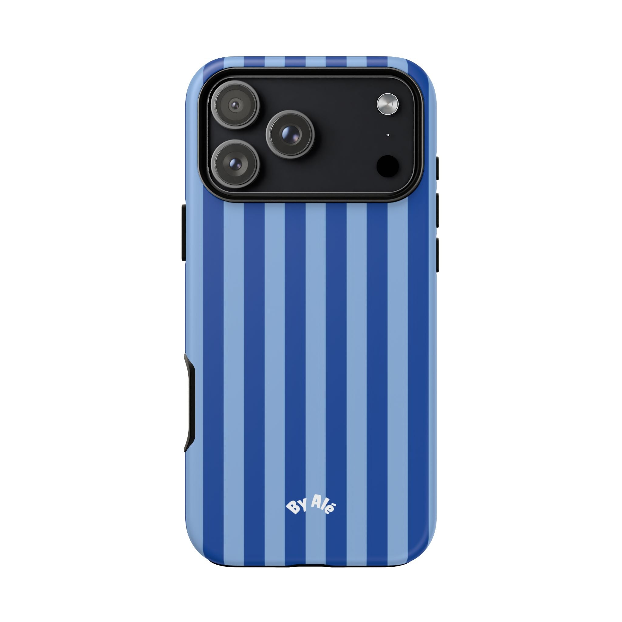 Blue Striped Tough Phone Case — Durable Protective iPhone Cover