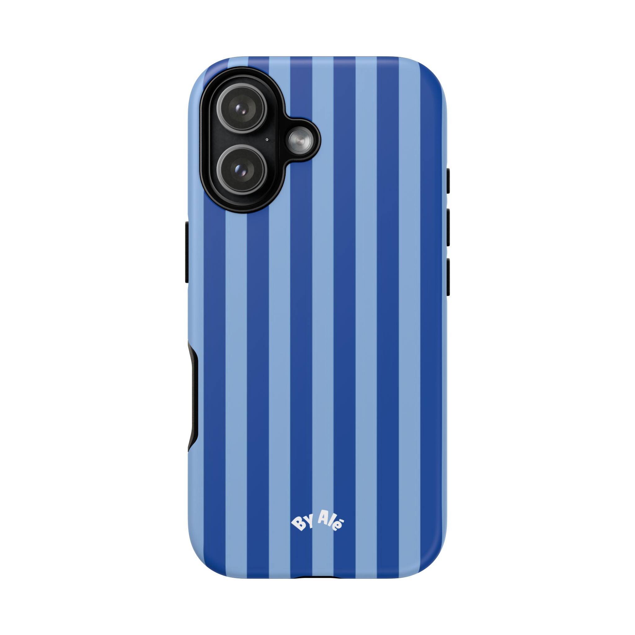 Blue Striped Tough Phone Case — Durable Protective iPhone Cover
