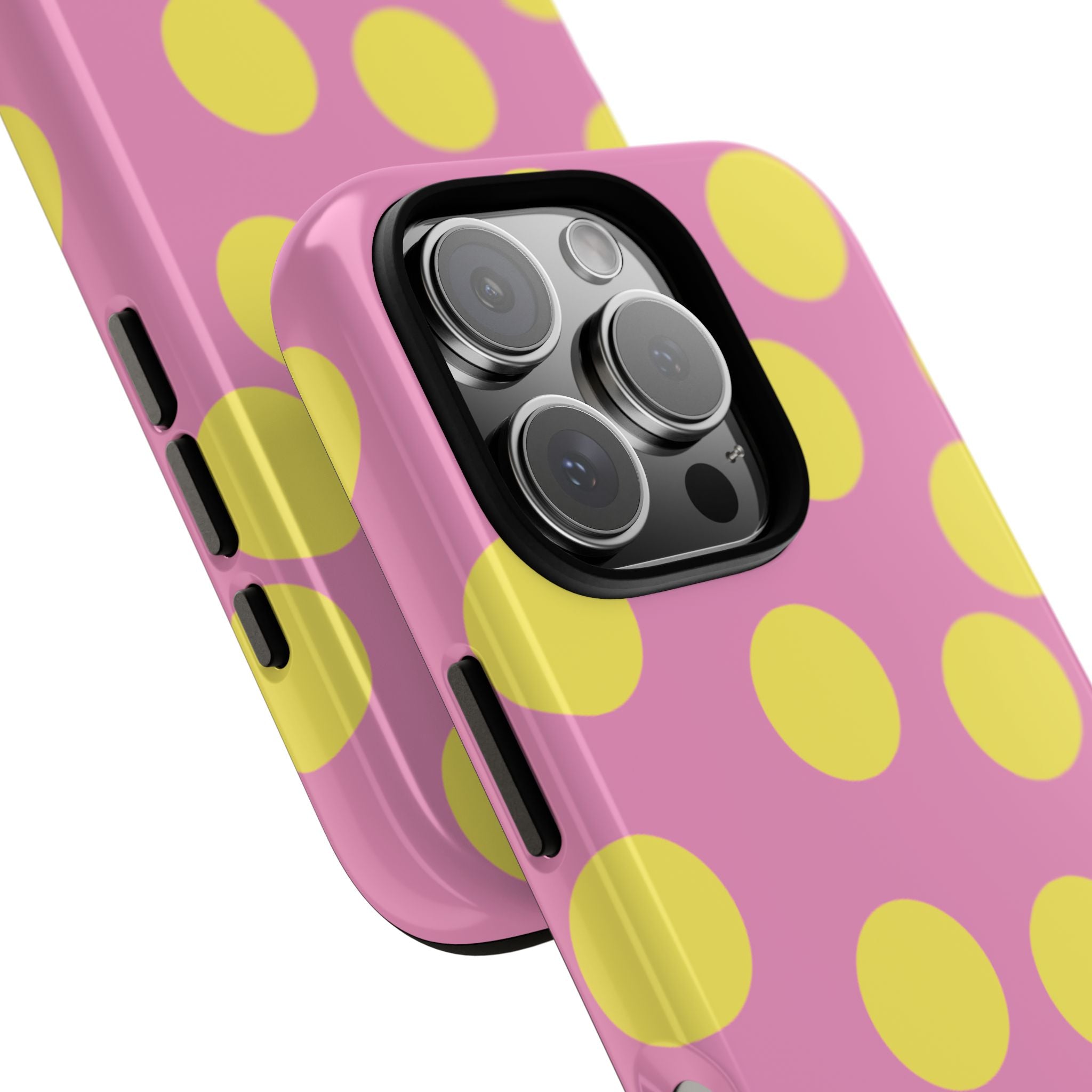 Yellow Polka Dot Tough Phone Case — Cute Pink Protective Cover