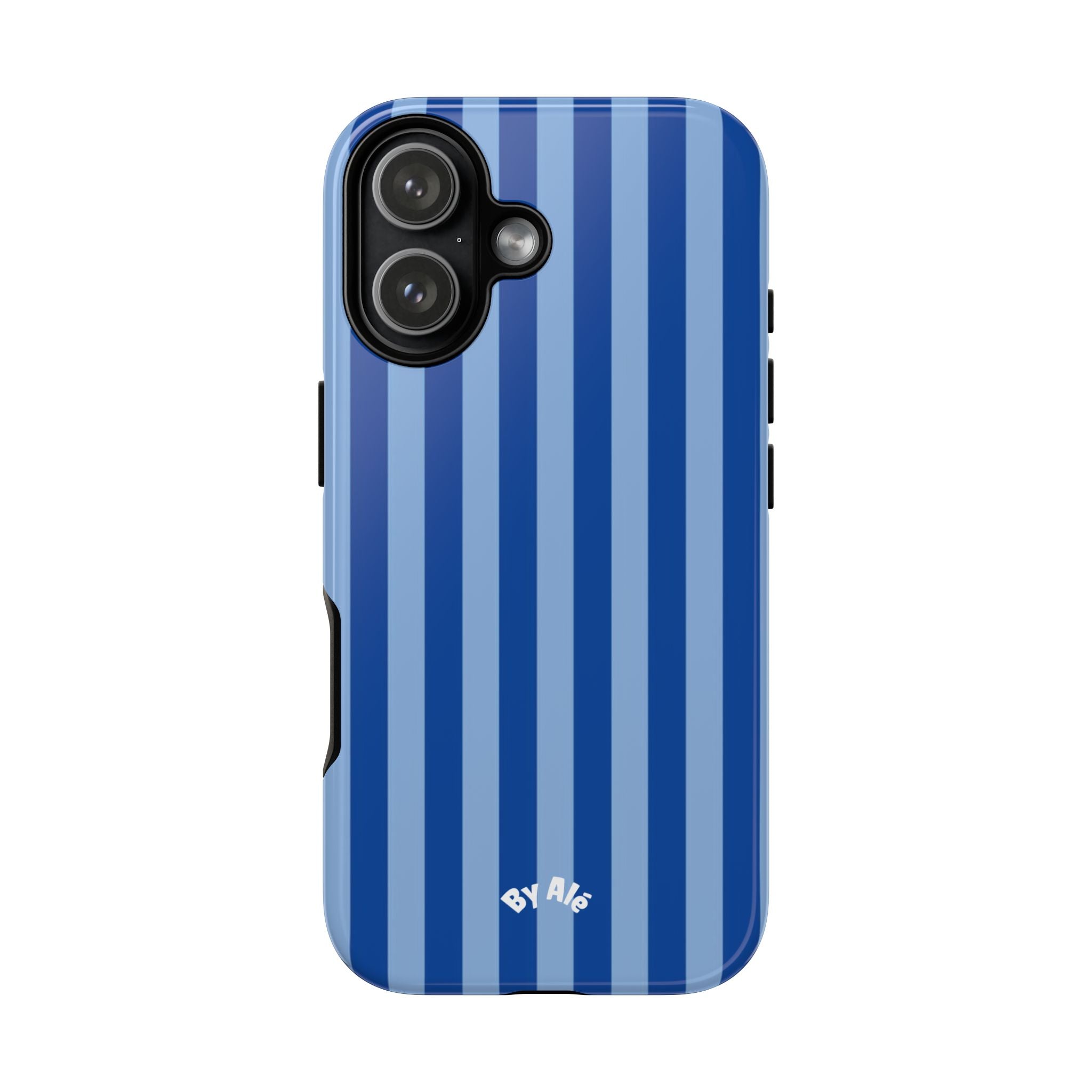 Blue Striped Tough Phone Case — Durable Protective iPhone Cover