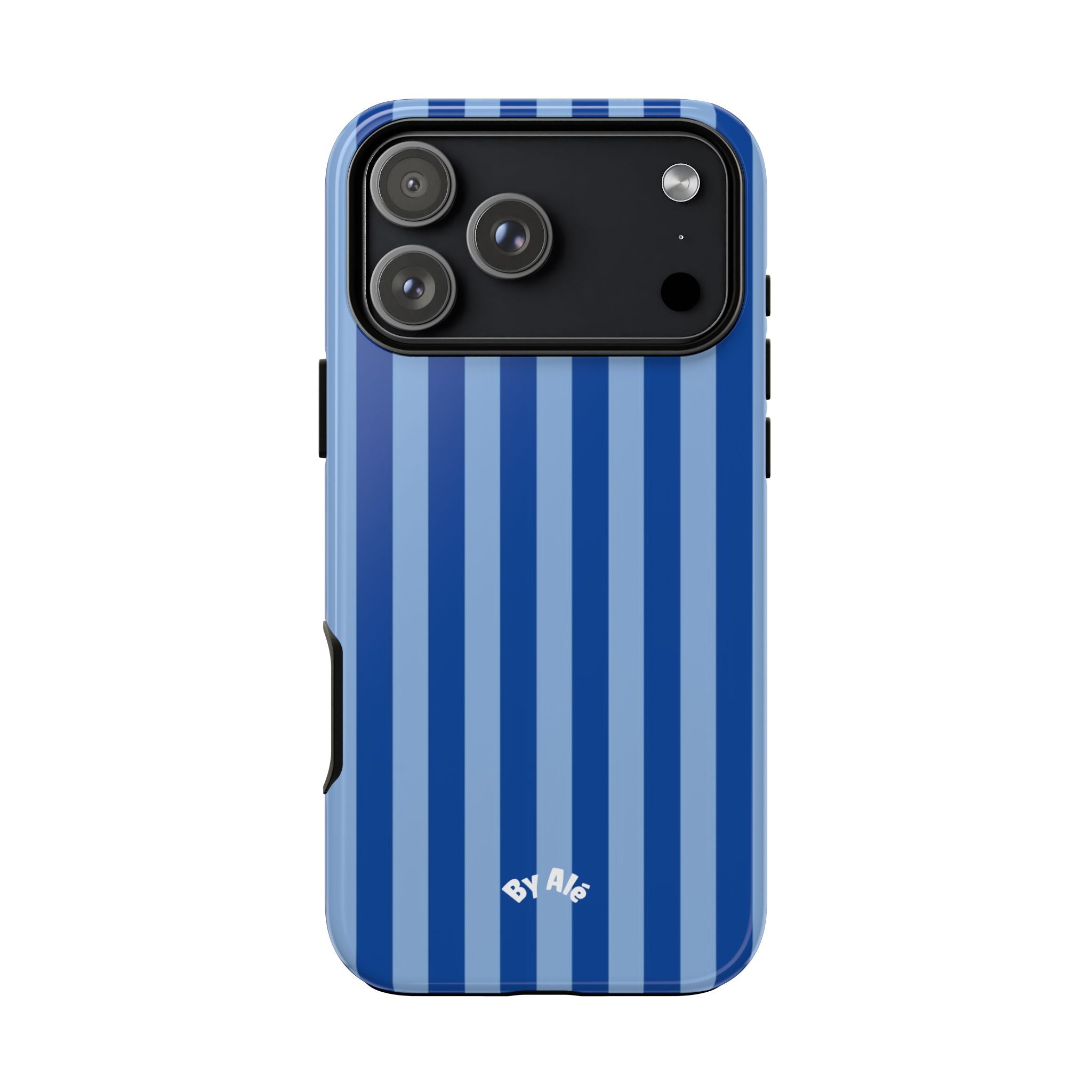 Blue Striped Tough Phone Case — Durable Protective iPhone Cover