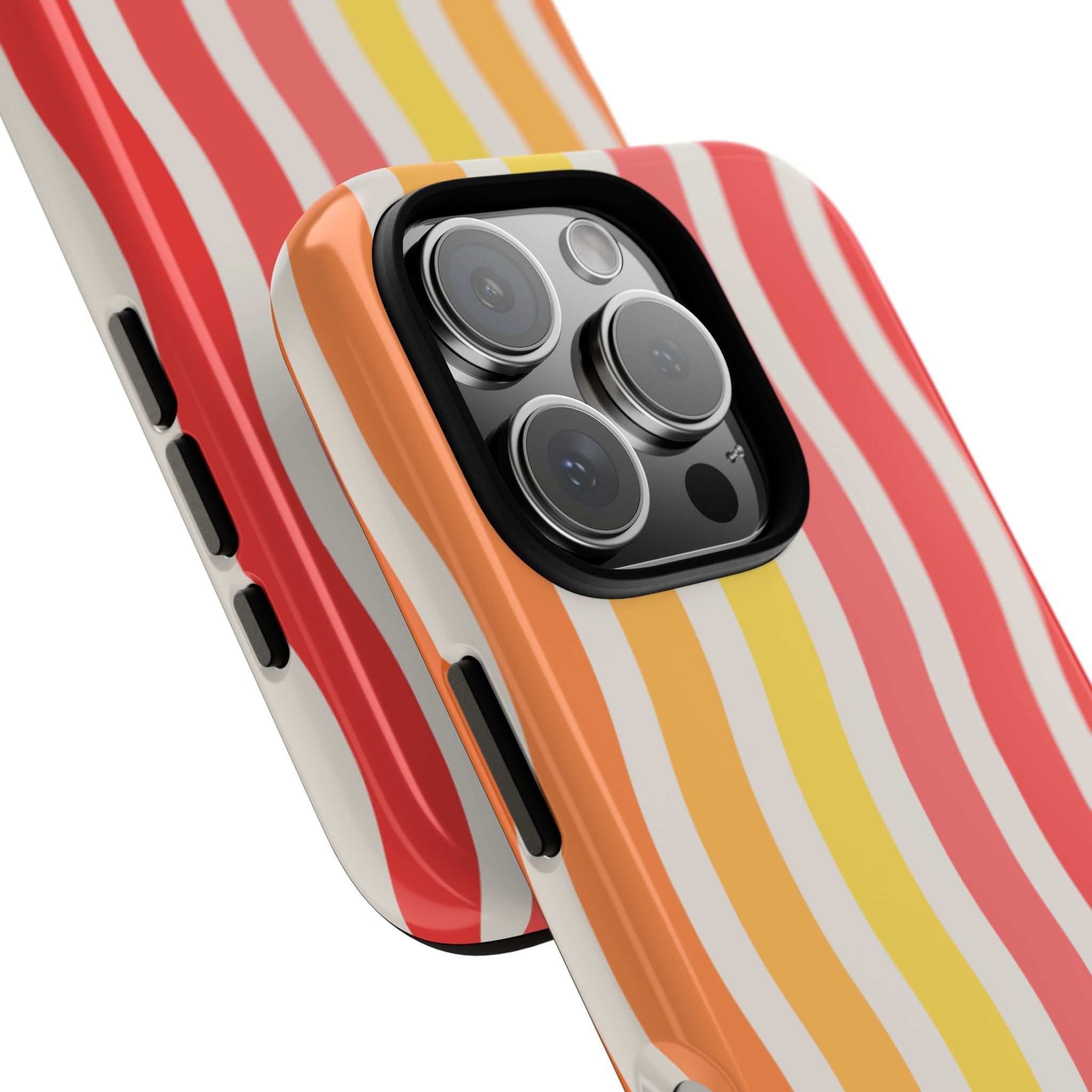 Retro Wavy Stripe Tough Phone Case — Red, Orange & Yellow Groove Design