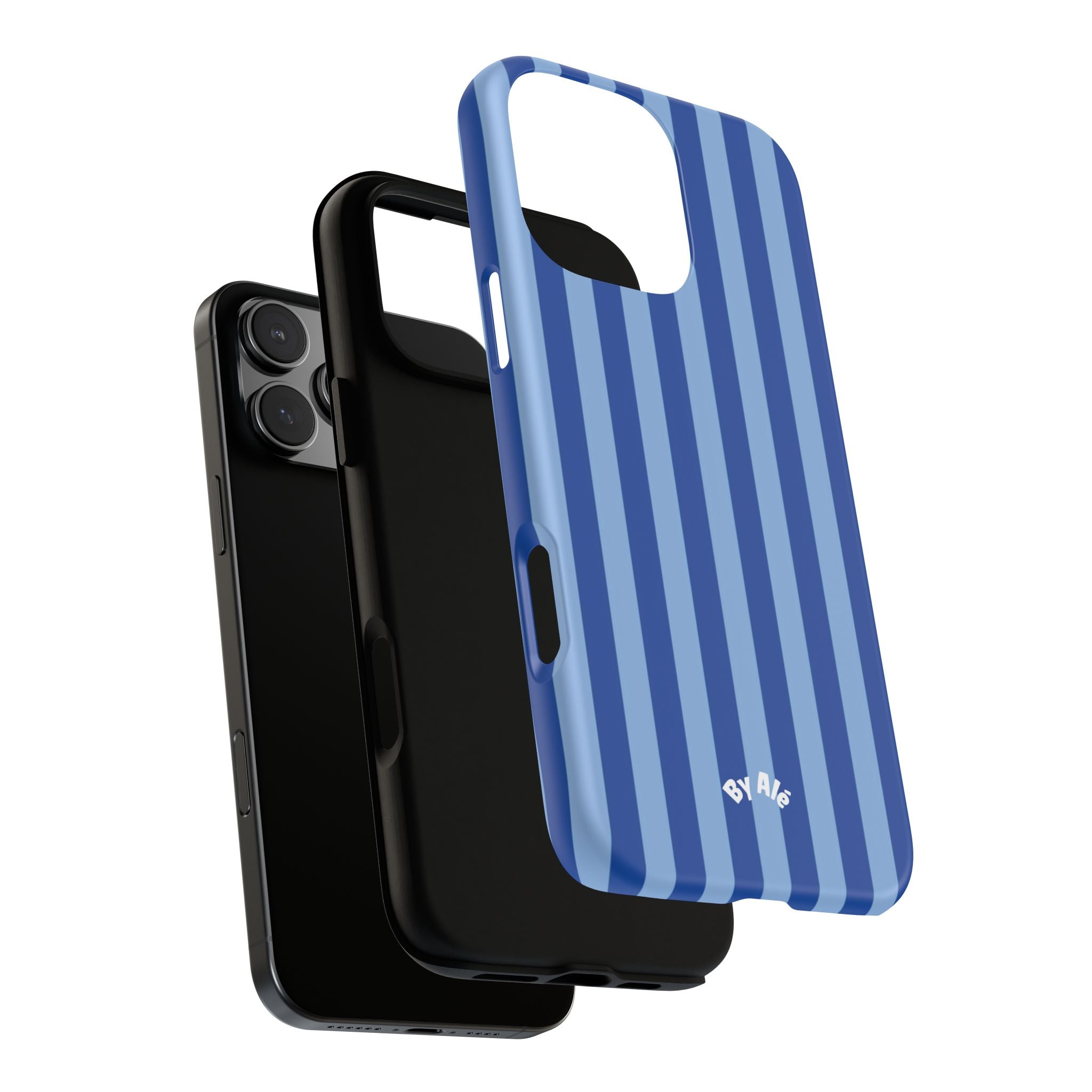Blue Striped Tough Phone Case — Durable Protective iPhone Cover