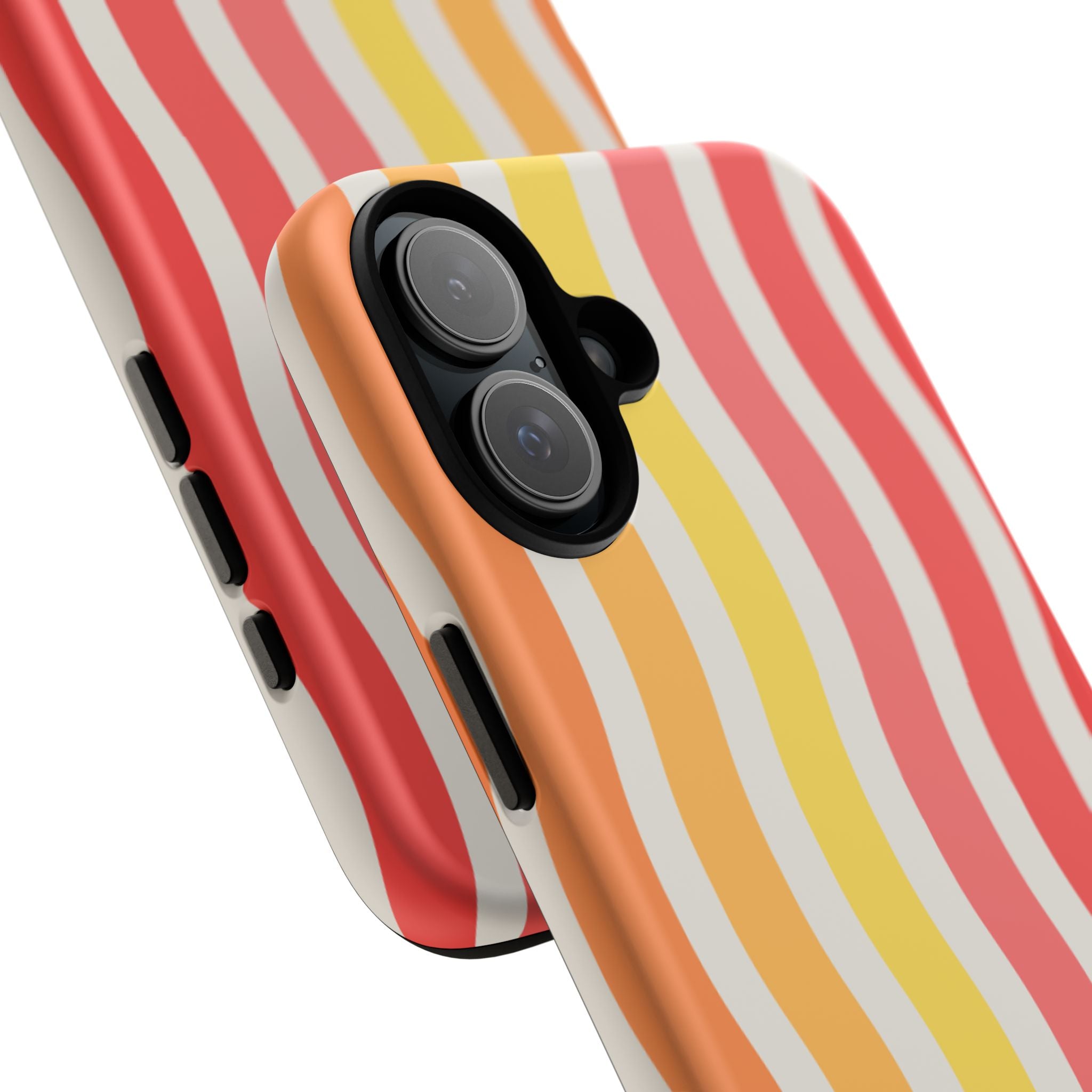 Retro Wavy Stripe Tough Phone Case — Red, Orange & Yellow Groove Design