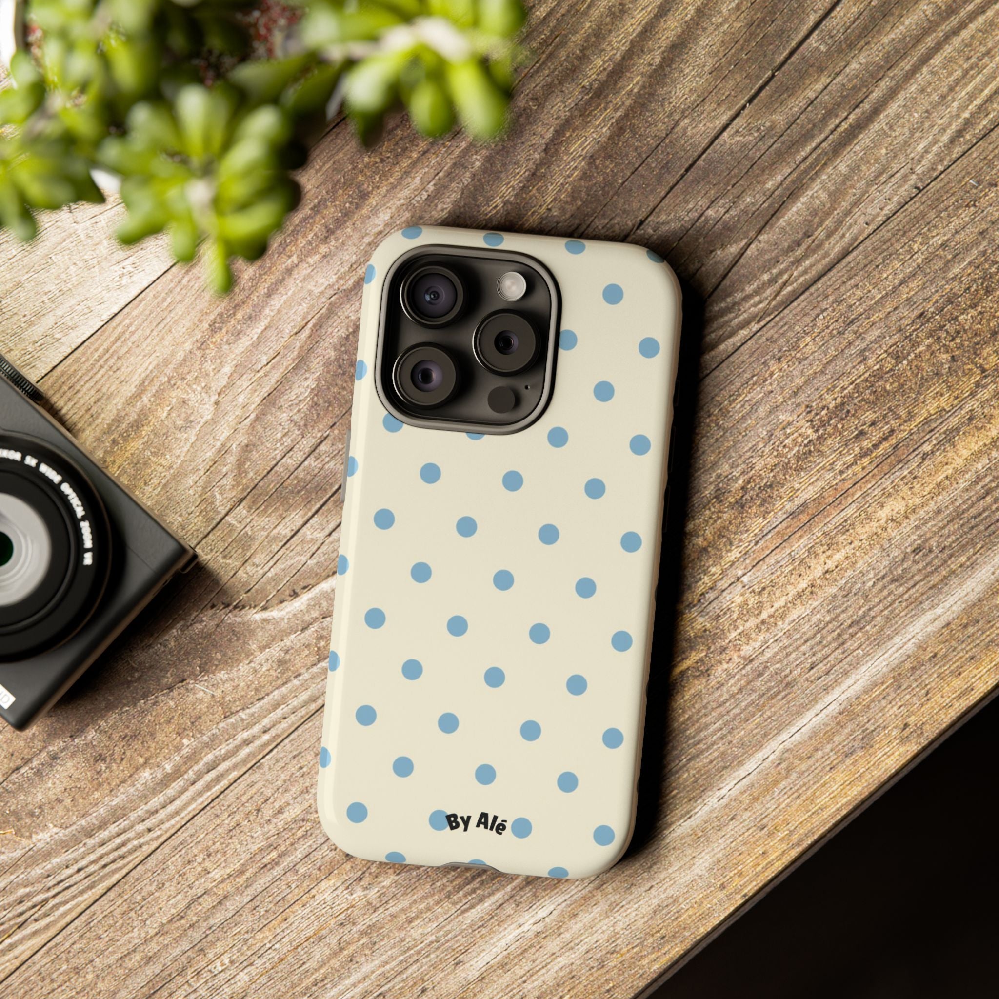 Pastel Blue Polka Dot Tough Phone Case — Cute Protective iPhone Cover