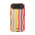 Retro Wavy Stripe Tough Phone Case — Red, Orange & Yellow Groove Design