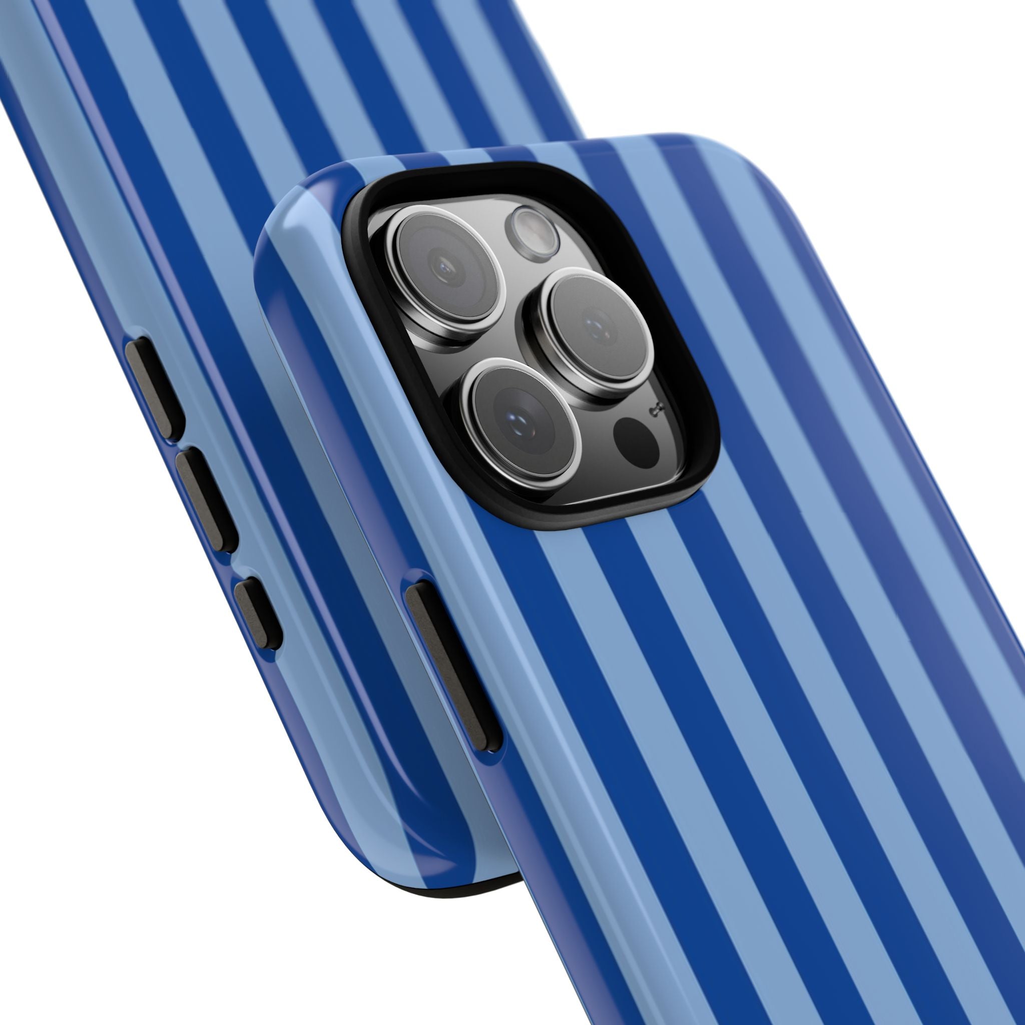 Blue Striped Tough Phone Case — Durable Protective iPhone Cover